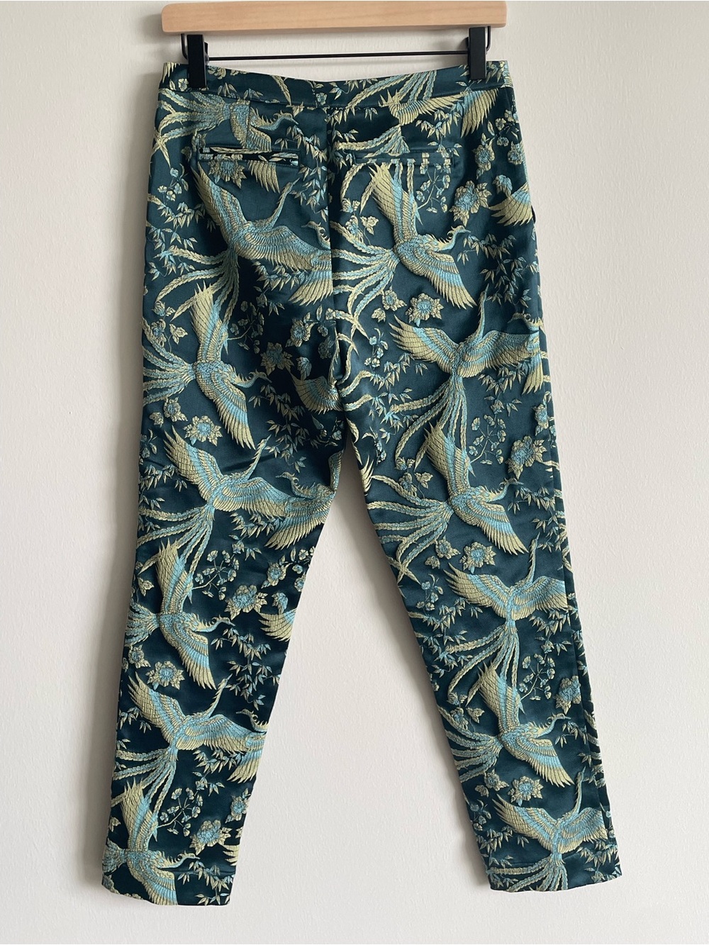 Scotch & Soda eclectic fitted trouser embroidered slacks flowers cranes birds - Picture 7 of 11
